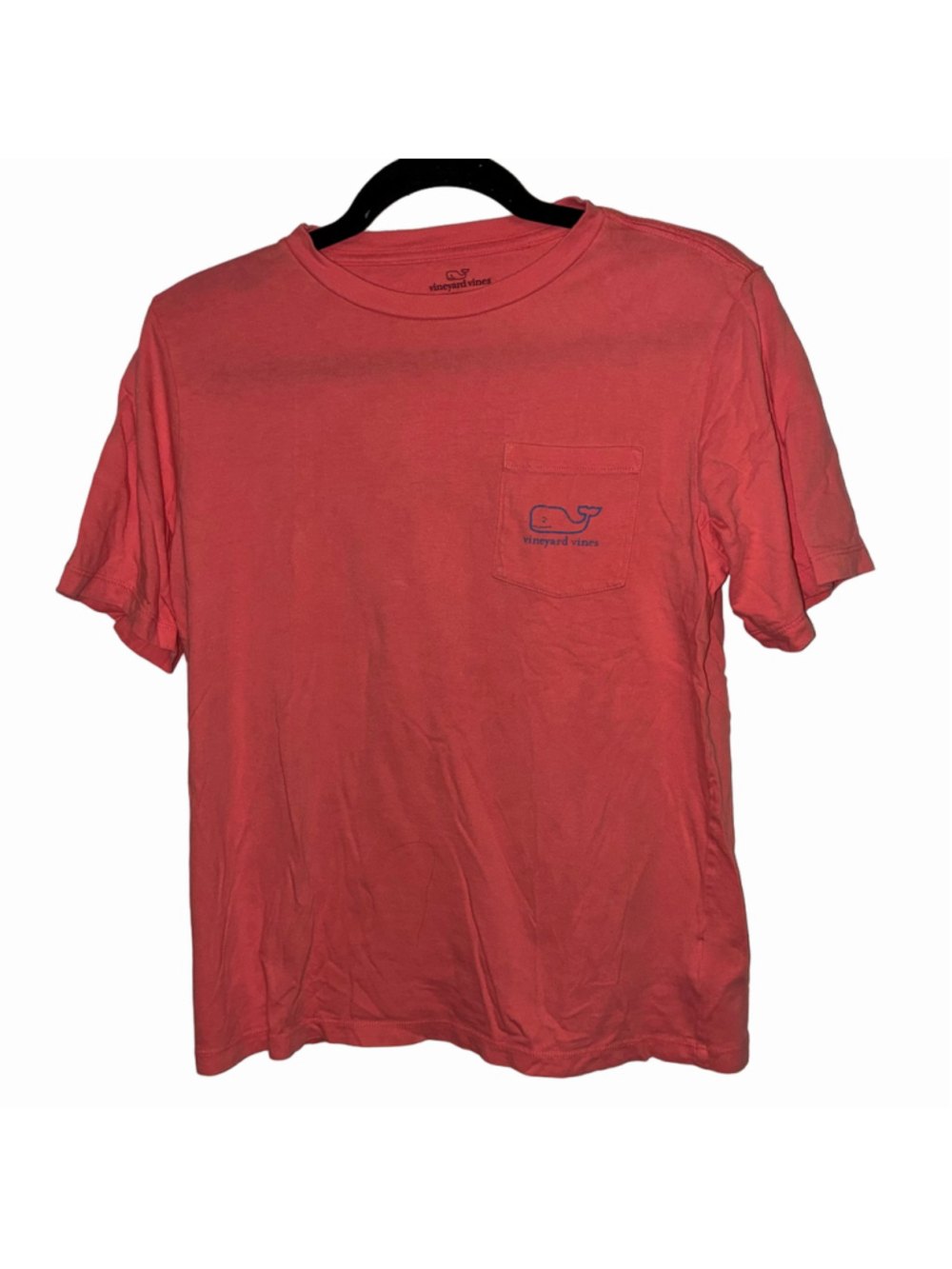 Boy’s Vineyard Vines Short Sleeve Pocket Tee - Coral & Blue - Size L